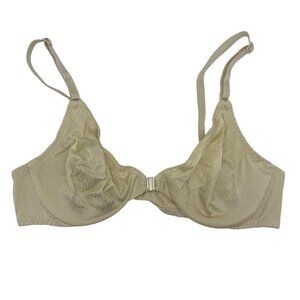 Vintage Warners Body Slicks Beige Nylon & Lycra Bra 34B Underwire Front Close